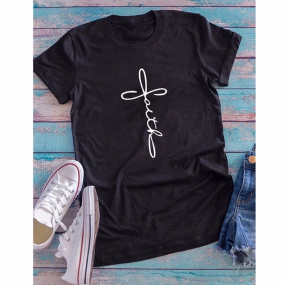 Bellanblue Tops - FAITH Graphic Tee - black